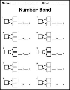 Blank Number Bonds Worksheet - Addition and SubtractionThis resource offers blank number bonds worksheets designed for both addition and subtraction activities. Students can utilize these worksheets to construct their own number bonds, fostering a deeper understanding of mathematical relationships. Additionally, educators can employ these worksheets for targeted instruction by filling in either a whole and a part or two parts, prompting students to solve for the missing part or whole.Key Features:1. **Versatile Application**: Suitable for both addition and subtraction, these worksheets accommodate a wide range of mathematical exercises, promoting comprehensive skill development.2. **Student Engagement**: By allowing students to create their own number bonds, the worksheets encourage active Addition And Subtraction Activities, Number Bonds Worksheets, Number Bond, Problem Solving Strategies, Subtraction Activities, Number Bonds, School Zone, Skill Development, Group Work