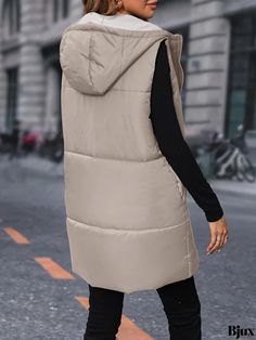 Bjux - Womens Casual Solid Hooded Vest Coat with Zipper Closure, Long Length Sleeveless Outerwear Hooded Vest, Vest Coat, Womens Casual, Coffee Colour, Clothing Size Chart, Womens Clothing Sizes, Vintage Fabric, Long Length, Shirt Jacket