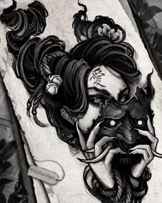 Sketches Procreate, Samurai Tattoo Design, Scary Tattoos, Dark Art Tattoo, Japanese Tattoo Designs, Japanese Tattoo Art