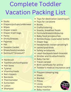 the complete guide to packing for a toddler vacation