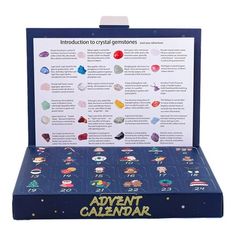 the adventure calendar is open to reveal its contents and instructions for each individual item in the box