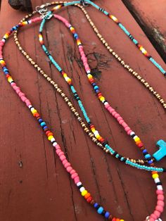 Three colorful necklaces make the perfect trio! Southwestern Multicolor Beaded Necklaces For Beach, Southwestern Style Multicolor Beaded Necklaces For Beach, Southwestern Style Multicolor Beaded Necklace For Beach, Southwestern Beaded Jewelry For Beach, Southwestern Style Multicolor Necklace For Beach, Multicolor Beaded Turquoise Necklace For Festivals, Bohemian Multicolor Beaded Layered Necklace, Southwestern Style Long Beaded Necklace, Adjustable Multicolor Southwestern Necklace