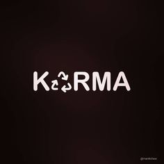 the word karma written in white on a black background