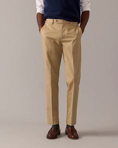 J.Crew: Bowery Dress Pant In Stretch Chino For Men Casual Cotton Chinos For Semi-formal Occasions, Fitted Cotton Chinos For Semi-formal Occasions, Straight Leg Chino Cotton Twill Dress Pants For Work, Ankle-length Chino Cotton Twill Chinos For Work, Chino Cotton Twill Straight Leg Dress Pants For Work, Fitted Chino Cotton Twill Pants For Workwear, Ankle-length Chinos For Workwear, Elegant Chinos In Chino Cotton Twill For Business Casual, Elegant Chino Cotton Twill Chinos For Business Casual