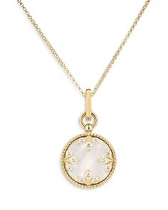 Roberto Coin 18K Yellow Gold Venetian Princess Medallion Mother of Pearl & Diamond Pendant Necklace, 17 Princess Medallion, Roberto Coin Jewelry, Pearl Diamond Pendant, Roberto Coin, Diamond Guide, Pearl Diamond, Diamond Pendant Necklace, Diamond Gemstone, Diamond Pendant