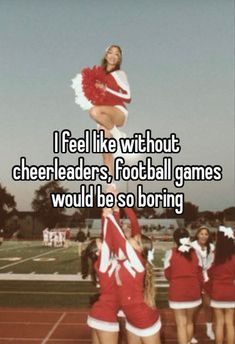 some cheerleaders are doing stunts on the field