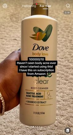 Dove Body Love, Love Body, Hygiene Tips, Bamboo Extract, Acne Cleansers, Body Acne