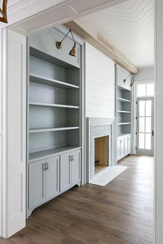 the instagram page on instagram com shows an image of a living room with built - in bookshelves