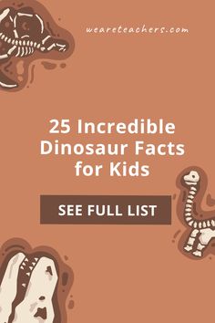 Dinosaur Facts for Kids That Will Shock and Amaze Your Students! Dinosaur Facts For Kids, Dinosaur Information, Dinosaurs Extinction, Civics Lessons, Dinosaur Facts, Social Studies Projects, Stem Experiments