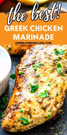 the best greek chicken marinade recipe with text overlay