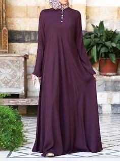 Mother of Pearl Flared Abaya | Shukr Clothing Elegant Long Maxi Dress With Modesty Panel, Elegant Eid Thobe With Modesty Panel, Elegant Solid Color Maxi Length Kaftan, Elegant Thobe With Modesty Panel For Eid, Elegant Red Long Sleeve Thobe, Elegant Abaya With Modesty Panel, Formal Long Abaya, Modest Formal Maxi Dress For Eid, Modest Long Thobe For Formal Occasions