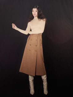 Composition : Wool 100% (Inner : Polyester 100%)Country of Origin : Republic of Korea Chic Flared Wrap Skirt For Fall, Brown Asymmetrical Skirt For Fall, Beige Relaxed Wrap Skirt For Work, Fitted Beige Wrap Skirt For Work, Fall Beige Long Skirt, Beige Midi Wrap Skirt, Fall Workwear Asymmetrical Wrap Skirt, Elegant Brown Asymmetrical Skirt, Beige Pleated Skirt For Fall