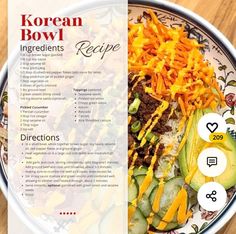 the korean bowl ingredients recipe is displayed on a plate