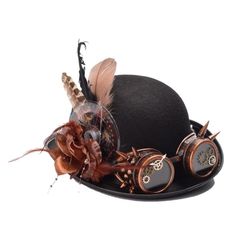 Steampunk hat : be chic for any occasion with this feather hat! Hat for women Material : Felt wool, Polyester Gothic Jewelry Diy, Hat Feathers, Victorian Cosplay, Moda Steampunk, Steampunk Top, Mode Steampunk, Steampunk Top Hat, Steampunk Goggles, Steampunk Hat