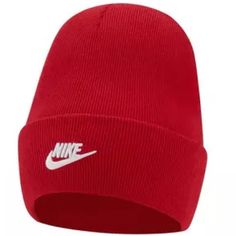 The Nike Sportswear Beanie Works Hard To Keep You Warm And Reduce Waste. It Features A Raised Futura Graphic For A Clean Look Ready For Everyday Wear. This Product Is Made With At Least 75% Recycled Polyester And Recycled Cotton Fibers. 51% Cotton/48% Polyester/1% Rayon Casual Red Cotton Beanie, Nike Winter Beanie Hat, Red Cotton Sporty Hat, Sporty Red Cotton Hat, Nike Casual Winter Hats, Casual Nike Winter Hat, Casual Beanie Hats For Sports, Casual Sports Hat For Winter, Red Casual Beanie For Streetwear