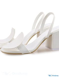 OrcaJump - Sandales Femmes Talon Haut Chunky Ouvert Talon Vintage Casual Outdoor PU Cuir Loafer Été Solide Color Casual Summer Slingback Sandals With Pointed Toe, Casual Pointed Toe Slingback Sandals For Summer, White Pointed Toe Slingback Sandals For Summer, White Closed Toe Slingback Sandals For Spring, White Pointed Toe Sandals For Summer, White Summer Flat Heels, Summer Heels, Vintage Casual, Sandal Fashion