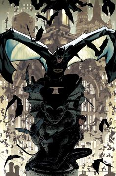 a batman standing on top of a pile of bats