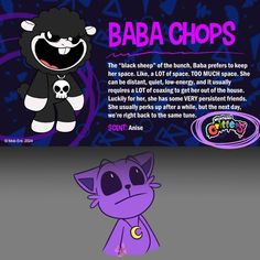 an image of two cartoon characters with the caption'baba chops'on them