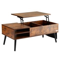 a coffee table with two drawers and one shelf on the bottom is made out of wood