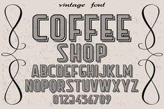 an old fashioned font with swirly lines and letters in the style of hand drawn lettering