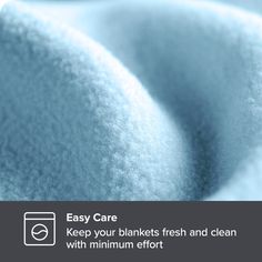 an image of the back side of a blanket with text that reads easy care keep your blankets fresh and clean