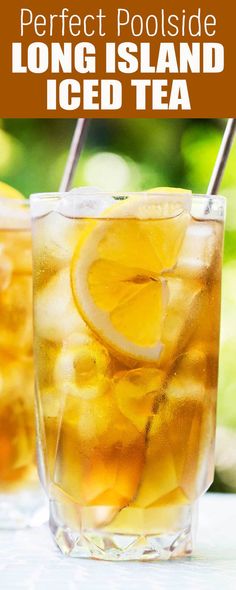 two glasses filled with iced tea and lemon slices