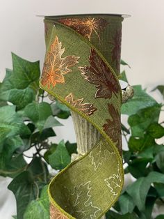 This moss green with gold foil maple leaves ribbon will add the perfect pop of color to any of your fall and Autumn designs.   Perfect for wreaths, centerpieces, swags and garlands, home décor or craft projects.  Ribbon is 2.5" wide X 10 yard length. Order ships in 1-5 business days.  Additional shipping fees may apply to orders shipping to Alaska, Hawaii or Puerto Rico.  Check out all of my other listings at: https://www.etsy.com/shop/TheFrontPorchByDeb Wreaths Crafts, Ribbon For Wreaths, Fall Ribbon, Fall Ribbons, Maple Leaves, Fall Design, Moss Green, Floral Designs, Maple Leaf