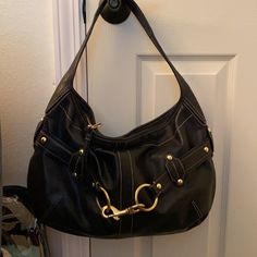 Authentic Coach Extra Large Black Hobo Comes With Dust Bag Brass Hardware Beautiful Black Sateen Lining Interior: Side 1: Zipper Pouch With Signature Stamp Side 2: Two Slip Pockets Good Gently Worn Condition Bag Has Been Stored In Dust Bag, Has Markings On The Handles, As Pictured Signature Stamp, Brass Hardware, Zipper Pouch, Large Black, Coach Bags, Extra Large, Dust Bag, Handles, Bag Lady