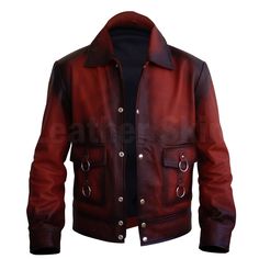 The best feature of a good quality leather jacket is that it can amp up your entire look within seconds. No matter what the occasion is, a leather jacket can never go wrong in its style and popularity. This distressed leather jacket comes in an electrifying combination of deep red and tan making it a unique addition to your collection. This super stylish product will bring out the inner hunk in you with its stylishly placed metal hoops at the front closure pockets, and silver studded buttons at the front. It has a smooth and silky lining inside gives you a chance to enjoy a comfortable fit throughout. The exterior surface gives you a softer and light looking appearance. Flaunting the “never getting old” collar style, you will be the star of the show. Some of the features worth highlighting Burgundy Leather Jacket With Long Sleeves, Burgundy Long-sleeve Leather Jacket, Red Leather Biker Jacket, Pink Biker Jacket, Distressed Leather Jacket, Blue Leather Jacket, Long Leather Coat, Leather Jacket With Hood, Leather Skin