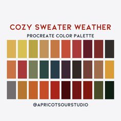 the color scheme for cozy sweater weatherer procreate color palette, which includes different shades