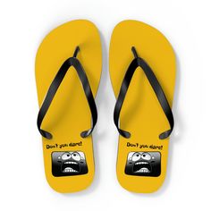 "All-day comfort is the name of the game when summer is on. These personalized flip flops can now take on your unique designs add some character to your summer escapades. With an easy slip-on design, a cushioned footbed, and top-tier printing fidelity, these flip flops are a guaranteed summer hit. .: 5/8\" (15 mm) thick EVA sole .: 100% polyester suede sole cover .: Black PVC strap .: Multiple sizes" Polyester Bracelet, Yellow Flip Flops, Slippers Cute, Cute Flip Flops, Personalized Flip Flops, Mens Shoes Sandals, Black Pvc, Flip Flop Slippers, Cover Black