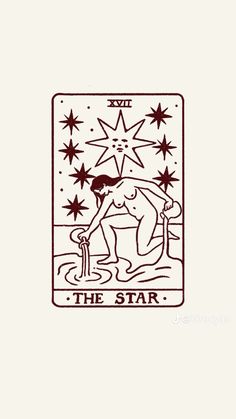 the star tarot card is shown in black and white