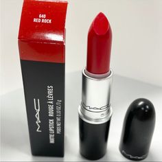 New In Box- Mac Red Rock Lipstick Mac Red Rock Is A Slightly Cool-Toned, Light-Medium Red With A Matte Finish. It Is A Permanent Lipstick That Retails For $21.00 And Contains 0.1 Oz. Open To Offers *Check Out My Other Listings :) Cosmetics+ Storybook Cosmetics, Mac Lipstick Shades, Matte Lipstick Shades, Permanent Lipstick, Lipstick Mac, Lipstick Kit, Eye Makeup Pictures, Pinterest Makeup, Fancy Makeup