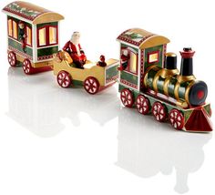 a toy train with santa riding on it