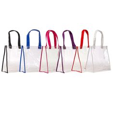 Designed for stadium security, this 6-pack clear tote set is durable, easy to clean, and perfect for on-the-go holiday fun.Designed for stadium security, this 6-pack clear tote set is durable, easy to clean, and perfect for on-the-go holiday fun.FEATURES Transparent bags are designed to meet stadium and security check requirements Reusable Easy to clean and durableDETAILS 12"H x 12"W x 6"D Weight: 1.6 lbs. 8.5'' drop PVC Spot clean; Wipe clean Imported Size: One Size. Color: Multi. Gender: unise Animal Fur, Transparent Bag, Going On Holiday, 6 Packs, Accessories Shop, Holiday Fun, Cleaning Wipes, Tote Bag