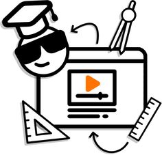 a black and white drawing of a person wearing sunglasses with a video player in front of them