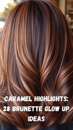 Caramel highlights are the perfect way to add warmth and dimension to brunette hair. These 28 ideas will inspire you to brighten up your look with subtle, golden tones or bold, rich streaks. Whether you prefer a soft, sun-kissed effect or a dramatic transformation, caramel highlights complement all hair types and skin tones, giving your brunette locks a glowing, multidimensional finish that’s both natural and stunning. Medium Brown Hair With Blonde Highlights Summer Hairstyles, Fall Brunette Hair With Highlights, Ombre Hair Color Light To Dark, Fall Hair Auburn Caramel Highlights, Full Dimensional Color, Chocolate Brown Hair With Highlights Red, Highlights For Winter Brunettes, Blonde With Brown Highlights Caramel