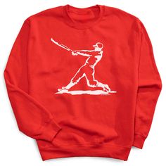 Show off your baseball pride in our crewneck sweatshirts with our bold one-of-a-kind baseball designs, perfect gift for a player, parent or fan.  Our crewneck sweatshirts are made from a blend of cotton and polyester.  These super-soft sweatshirts are also the perfect weight to keep you warm on the cooler days. Red Graphic Sweatshirt For Sports Events, Red Graphic Print Sweatshirt For Sports Events, Cotton Crew Sweatshirt For Baseball Season, Cotton Screen Print Sweatshirt For Sports Events, Cotton Sweatshirt With Screen Print For Sports Events, Baseball Season Team Spirit Cotton Sweatshirt, Collegiate Cotton Sweatshirt For Baseball Season, Crew Neck Sweatshirt For Baseball Season Streetwear, Red Sweatshirt For Sports Season Fan Merchandise