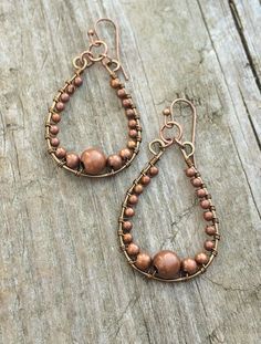 Copper Hoop Earrings, Wire Wrapped Copper Jewelry Antique Copper Jewelry, Earrings Wire, Wire Tree, Wire Work Jewelry, Wire Necklace, Jewelry Wire, Work Jewelry, Wire Wrapped Earrings, Wrapped Jewelry