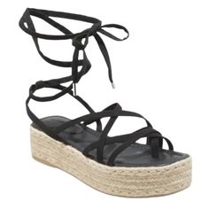 Universal Thread Women’s Black Donny Wrap Around Espadrille Platform Sandals These Sandals Are New With Tags. Womens Size 5 Beige Wedge Sandals, Target Boots, Leopard Espadrilles, Lace Espadrilles, Beige Wedges, Tie Up Sandals, Leather Strap Sandals, Tie Sandals, Black Platform Sandals