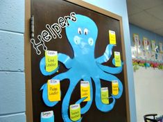 a bulletin board with an octopus on it