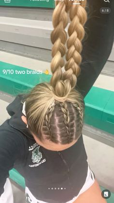 Cool Game Day Hairstyles, Cute Libero Hairstyles, Cute Simple Everyday Hairstyles, Braid Hairstyles For Basketball, Outfits With Bubble Braids, Fun Game Day Hairstyles, Cool French Braids, Meet Day Hairstyles Track, Lacrosse Game Day Hair