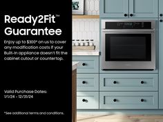 an advertisement for a new appliance called ready2fit guarante