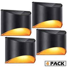 4 pack modern outdoor wall lights with motion sensor, black / orange - leds