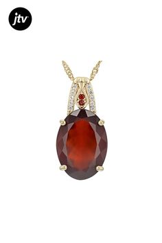 11.76ct Oval Red Hessonite With 0.12ctw Round White Zircon And 0.03ctw Round Red Garnet 18k Yellow Gold Over Sterling Silver Pendant With 18" Singapore Chain. Measures Approximately 0.98"L x 0.49"W. Lobster Claw Clasp. Accent Stones Primarily Zircon. Luxury Red Jewelry With Gemstone Accents, Fine Jewelry Garnet With Accent Stones, Fine Jewelry With Garnet And Accent Stones, Fine Garnet Jewelry With Accent Stones, Garnet Fine Jewelry With Accent Stones, Gold Garnet Jewelry With Diamond Accents, Elegant Red Diamond Gemstones, Red Gemstone-accented Jewelry For Formal Occasions, Red Gemstone Accented Jewelry For Formal Occasions