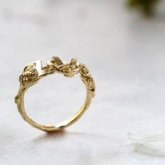 Gold Filled Ring, Love Ring, Romantic Ring, Delicate Ring, Nature Ring, Woodland Ring, Leaf Ring, Un Woodland Ring, Romantic Rings, Twig Ring, Nature Ring, Gold Filled Ring, Leaf Ring, Unique Ring, Ring Dainty, Ring Unique