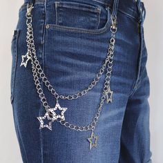 MADE IN USA Sturdy light weight and durable Popular size to fit most jeans Easy on easy off clasp Perfect gift with velvet gift bag Denim With Chains, Jeans With Chains Hanging, Jeans With Chains On The Side, Jeans Chains, Jean Chains, Silver Punk Chain Belt With Adjustable Chain, Jeans With Chains, Hanging Pants, Jeans Chain