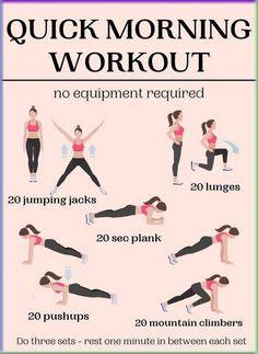 a woman doing the quick and easy morning workout for her body is shown in this poster