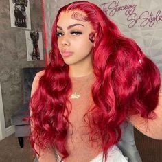 Queen Hair Inc Queenhairinc Red Lace Front Wig Human Hair Wig Straight Body Wave Deep Wave 13x4 Colored Wigs 180 Density Red Lace Front Wigs, Hair Color Red, Red Wave, Glamorous Hair, Wig Straight, Red Makeup, Red Wigs, Wave Wig, Colored Wigs