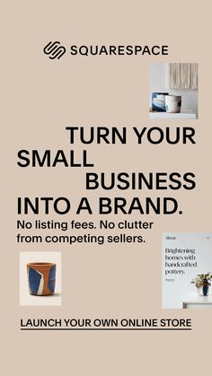 an advertisement for a small business with images of vases and other items on it